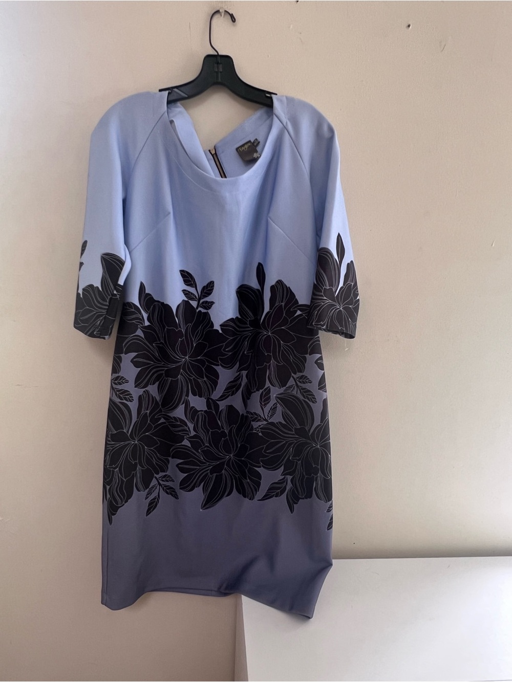 Taylor Light Blue Midi Dress with Black Floral Border